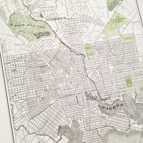 Baltimore Hand-drawn 1887 Street Map Print - image 3