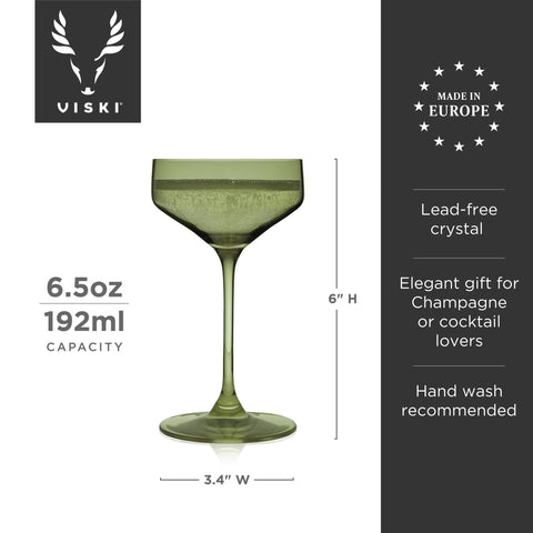 Reserve Nouveau European Crystal Coupes in Sage - Set of 2