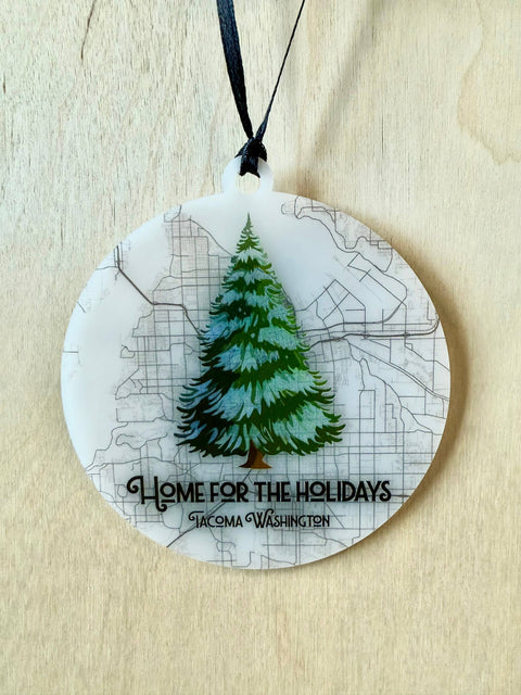 Home for the Holiday Tacoma Map Ornament