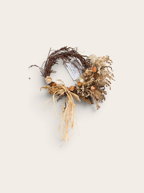 Dried Twig Wreath with Lunaria + Strawflower