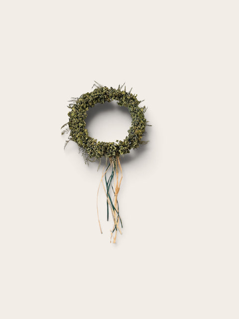 Small Dried Green Hydrangea + Fern Wreath