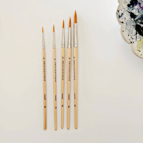 Watercolor paintbrush set of five wood brushes - image 8