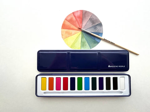 Watercolor Set of 12 Artist Grade Colors + Wood Paintbrush - image 2