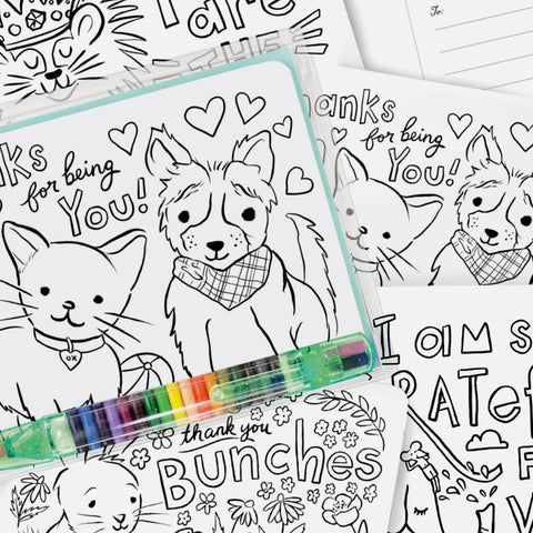 Color-In Postcard Kit - Kids Thank You - image 3