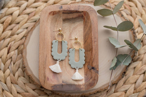 Clay Sage with Tassel Earrings - image 3