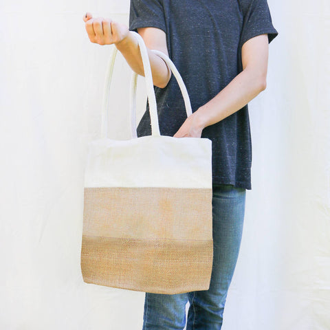 Tricolor Cotton & Jute Shoulder Bag