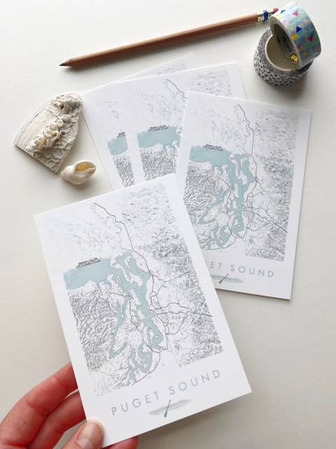 Puget Sound Washington Map - Standard Postcard - image 2