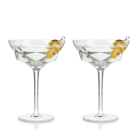 Faceted Martini Glasses - Set of 2