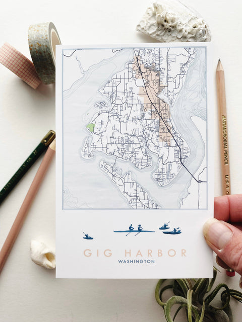 Gig Harbor Washington Topo Map Postcard