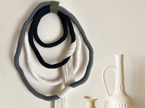 Large Monochrome Wrapped Wall Hanging
